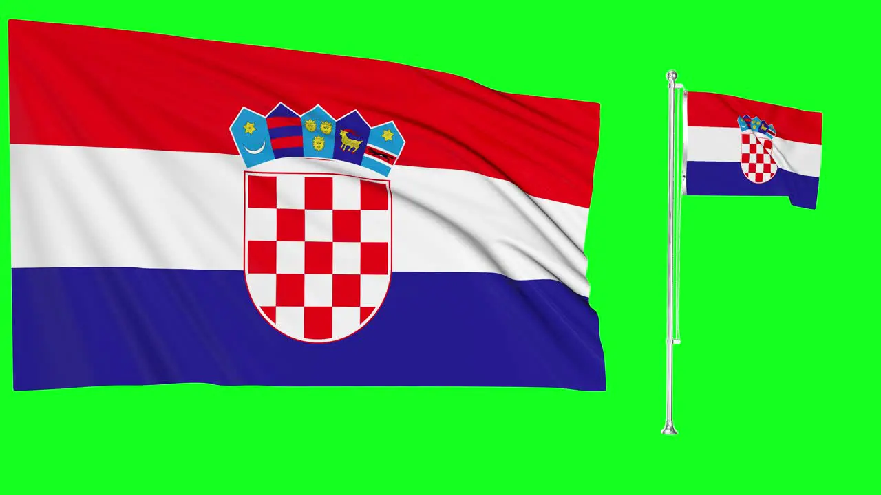 Green Screen Waving Croatia Flag or flagpole