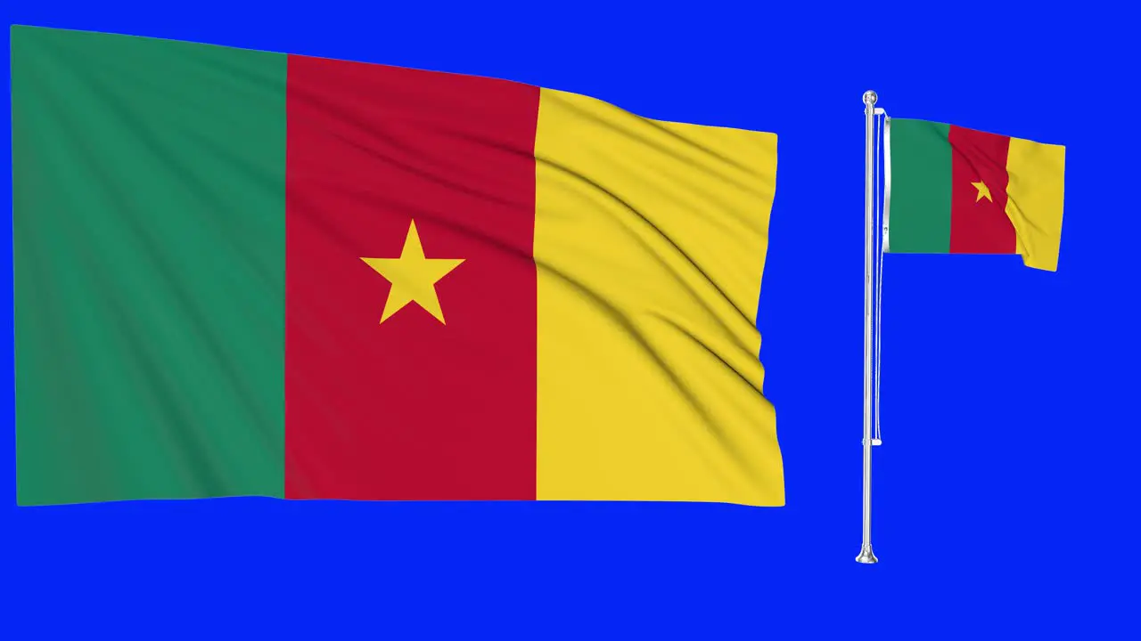 Green Screen Waving Cameroon Flag or flagpole