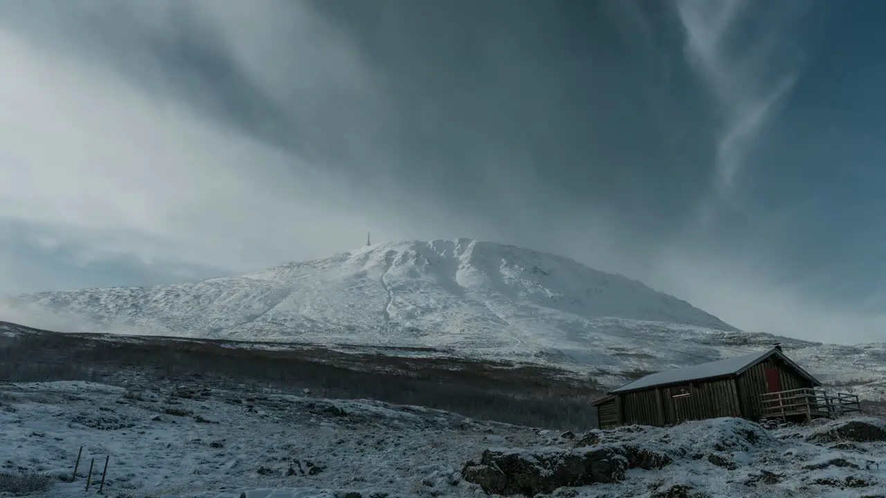 A mountain cabin in the front of mount Gaustatoppen Telemark in Southern Norway