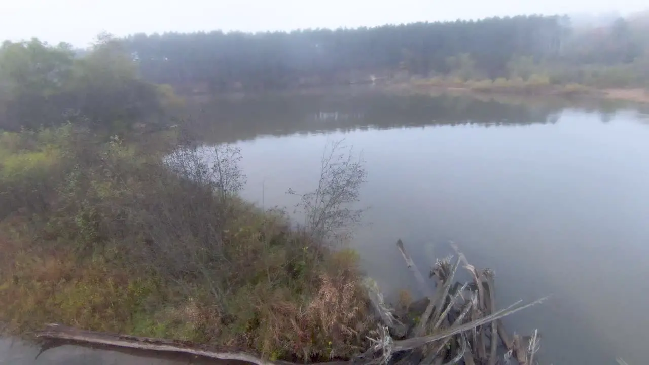 River with Fog with FPV Drone