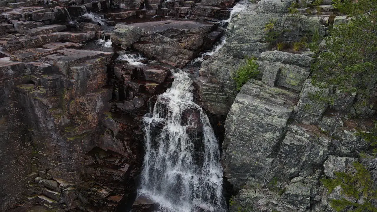 Slow motion footage of a top of Juvefossen waterfall