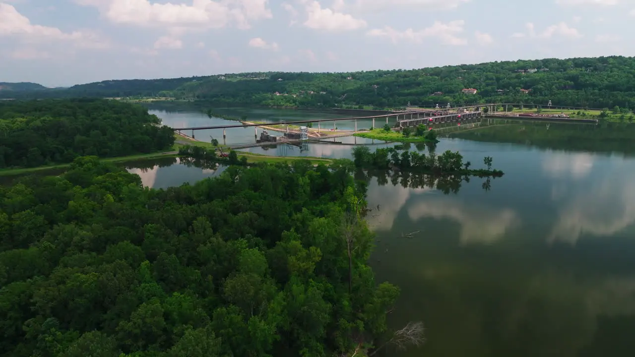 Green Nature Of Cook's Landing Park Overlooking Big Dam Bridge In North Little Rock Arkansas USA