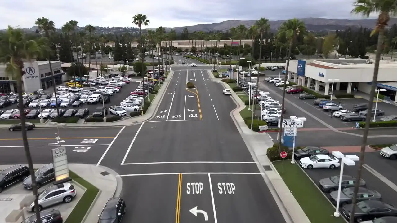 Aerial view Tustin auto center Los Angeles car dealership California