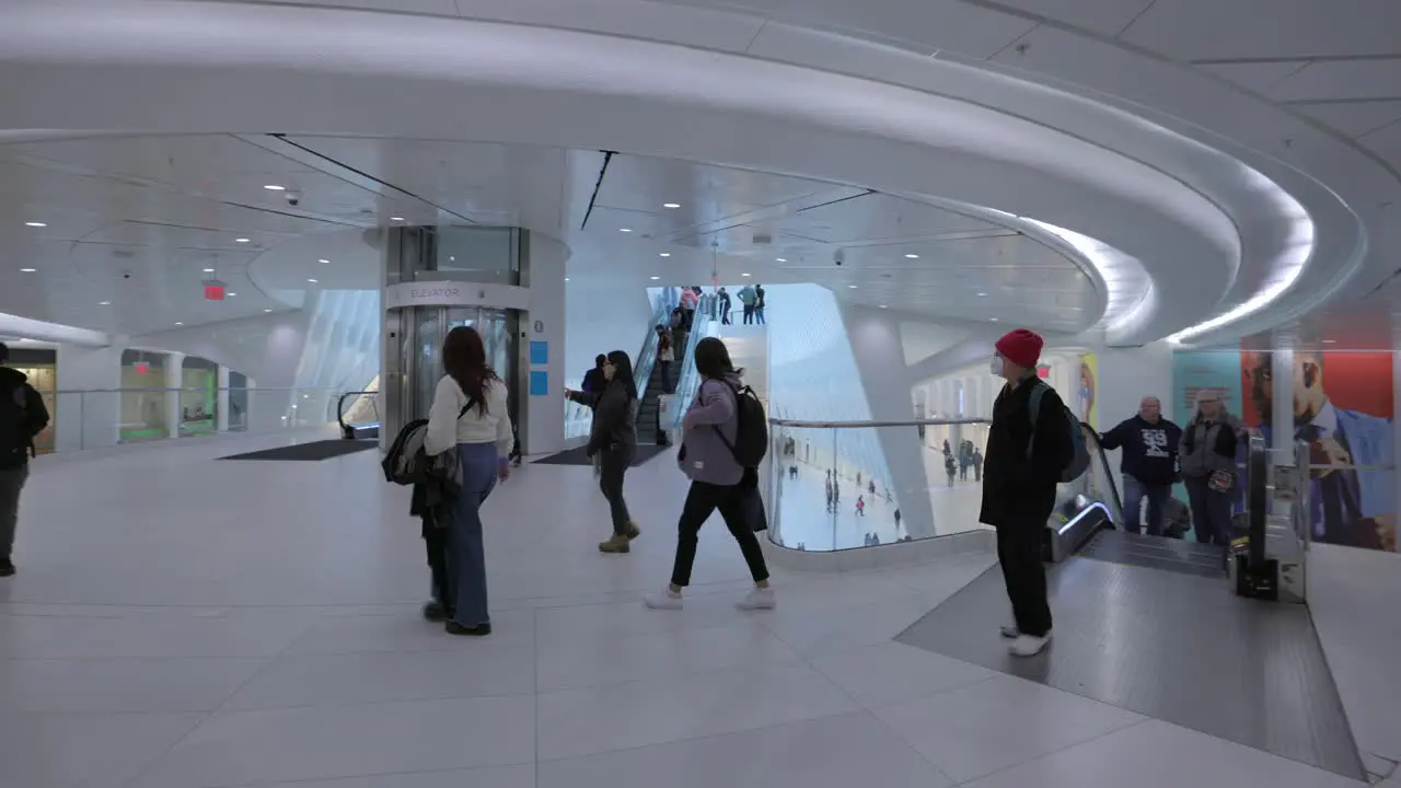 People And Commuters Walking Through World Trade Centre Station In New York