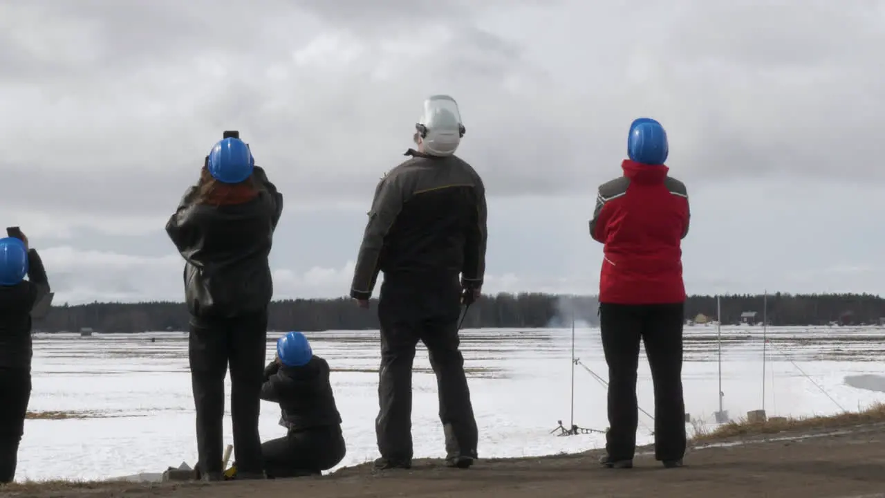 Research team watches small rocket take off slow motion