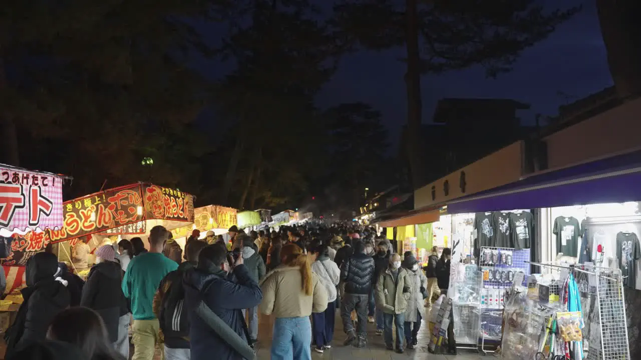 Japanese Night Festival Yatai Stalls sell food in the Evening