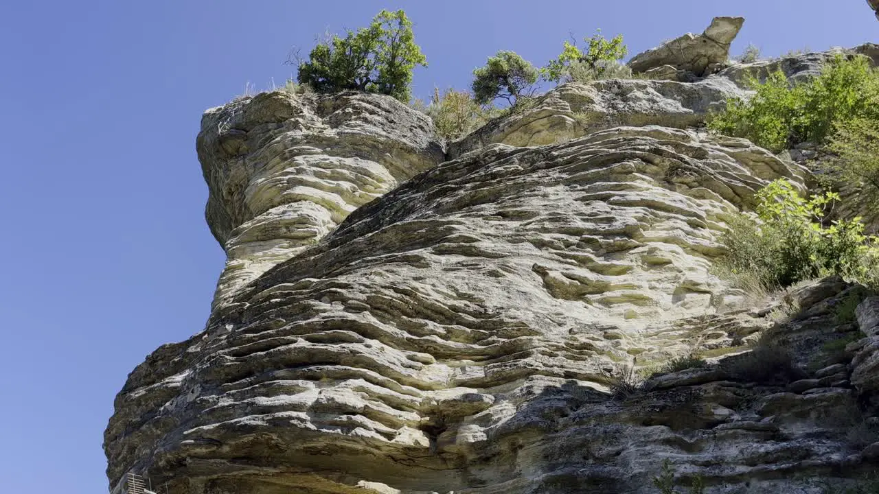 Exciting rock in nature with individual stones seen over time with different colors in the forest in the sun