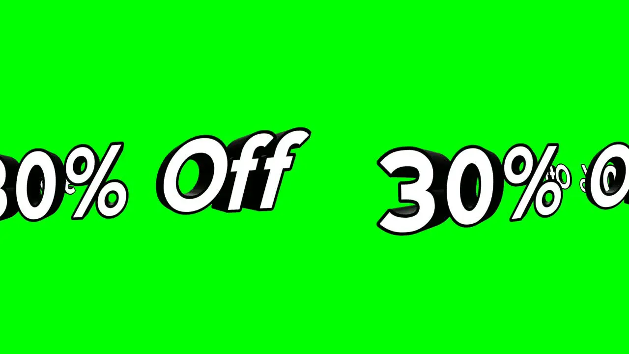 Animation cartoon 30% OFF Running text Flat Style Promotional Animation green screen background 4K