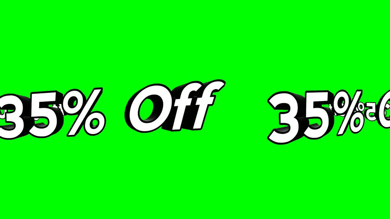 Animation cartoon 35% OFF text Running Flat Style Promotional Animation green screen background 4K