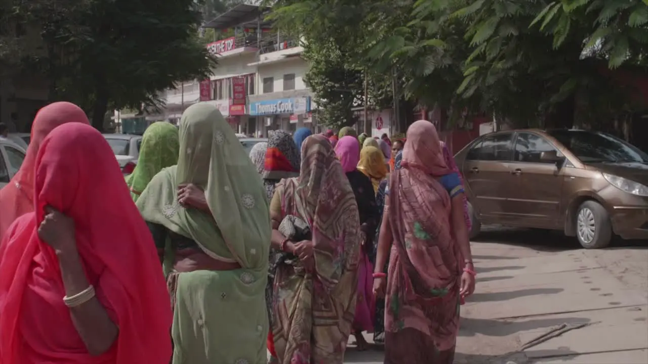 Married Hindu Jain and Sikh women covering their heads with ghoonghats