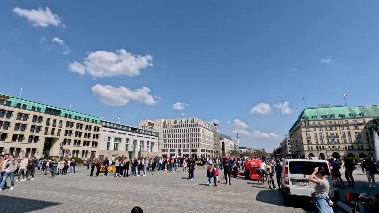 Busy Scene At Pariser Platz With Tourists Visiting On Sunny Day In April 2023