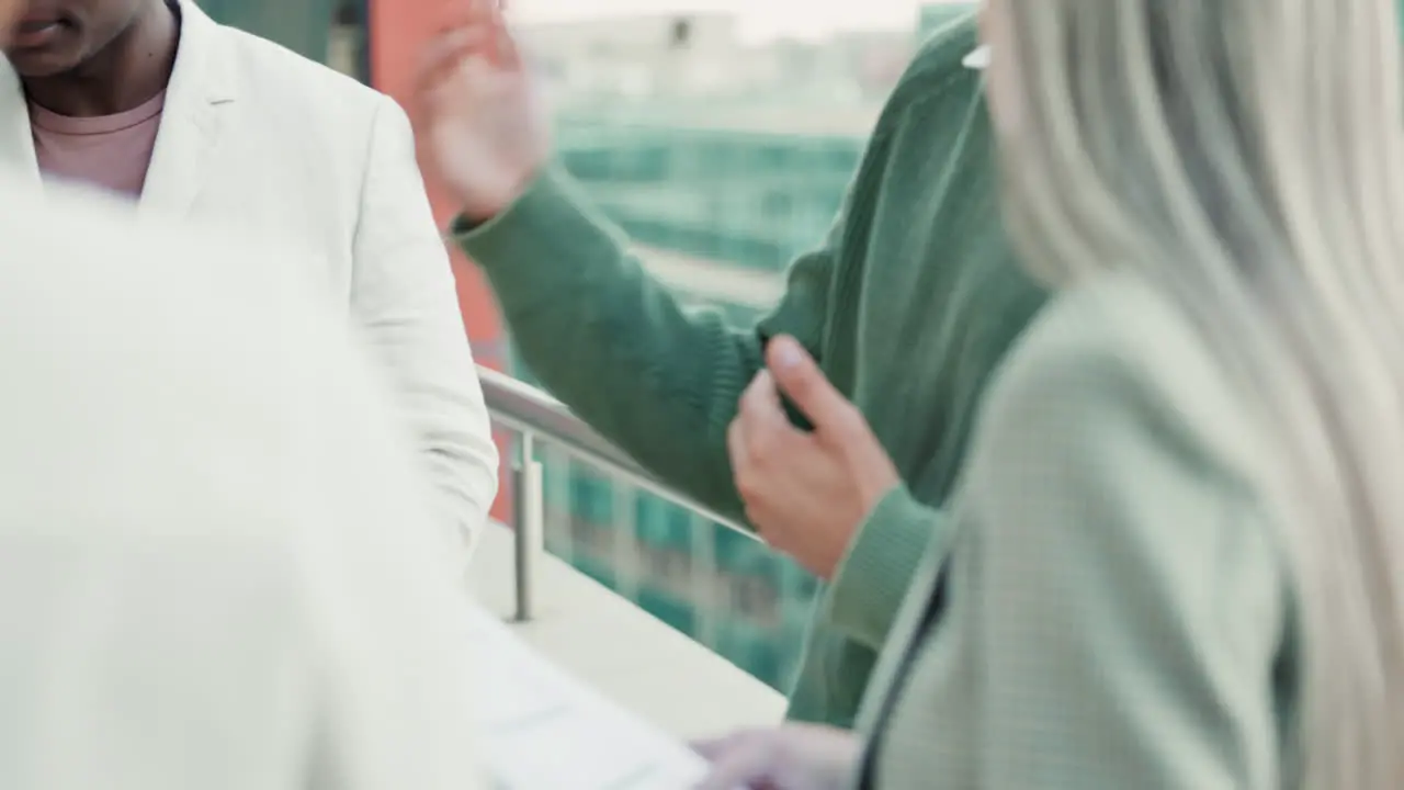 Rooftop documents or business people in meeting