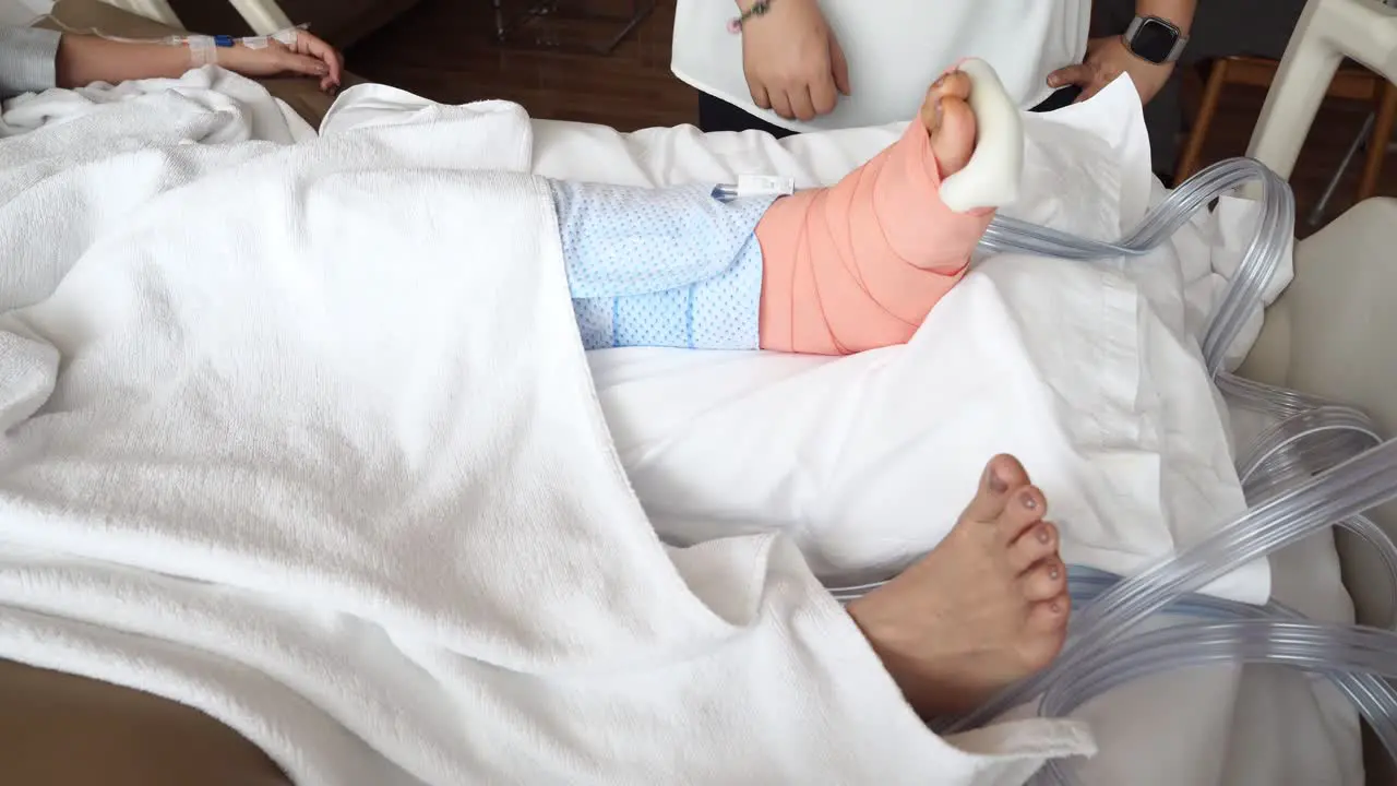 After foot surgery a patient shows she can mover her fingers and toes during her first physical therapy visit