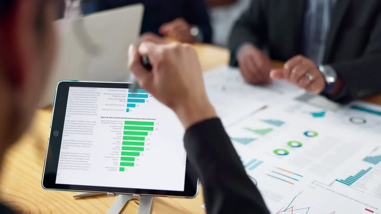 Business people screen and tablet data analytics