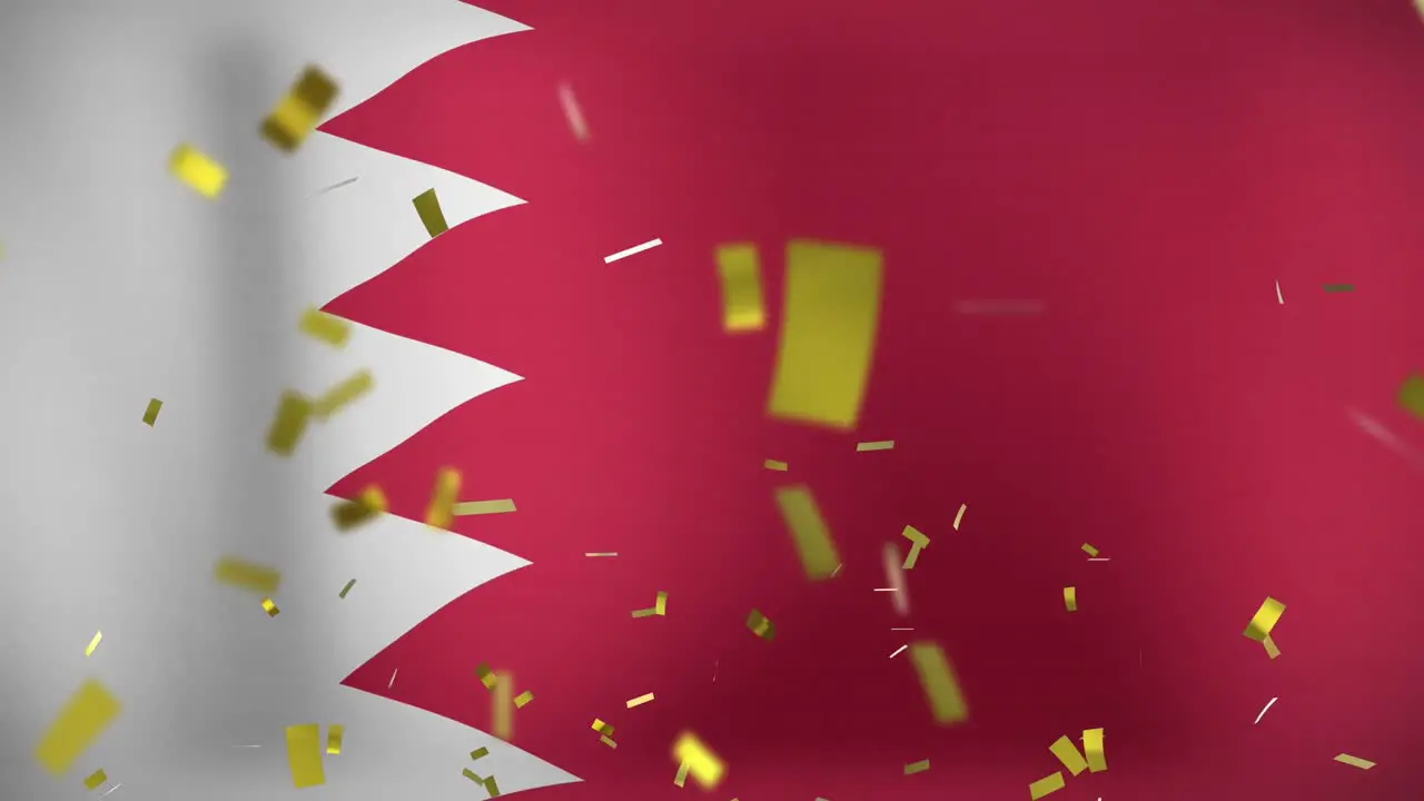 Animation of confetti over flag of bahrain