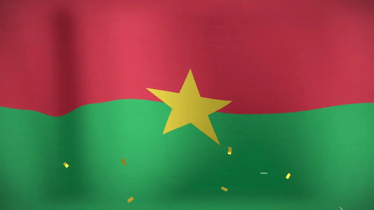 Animation of confetti over flag of burkina faso