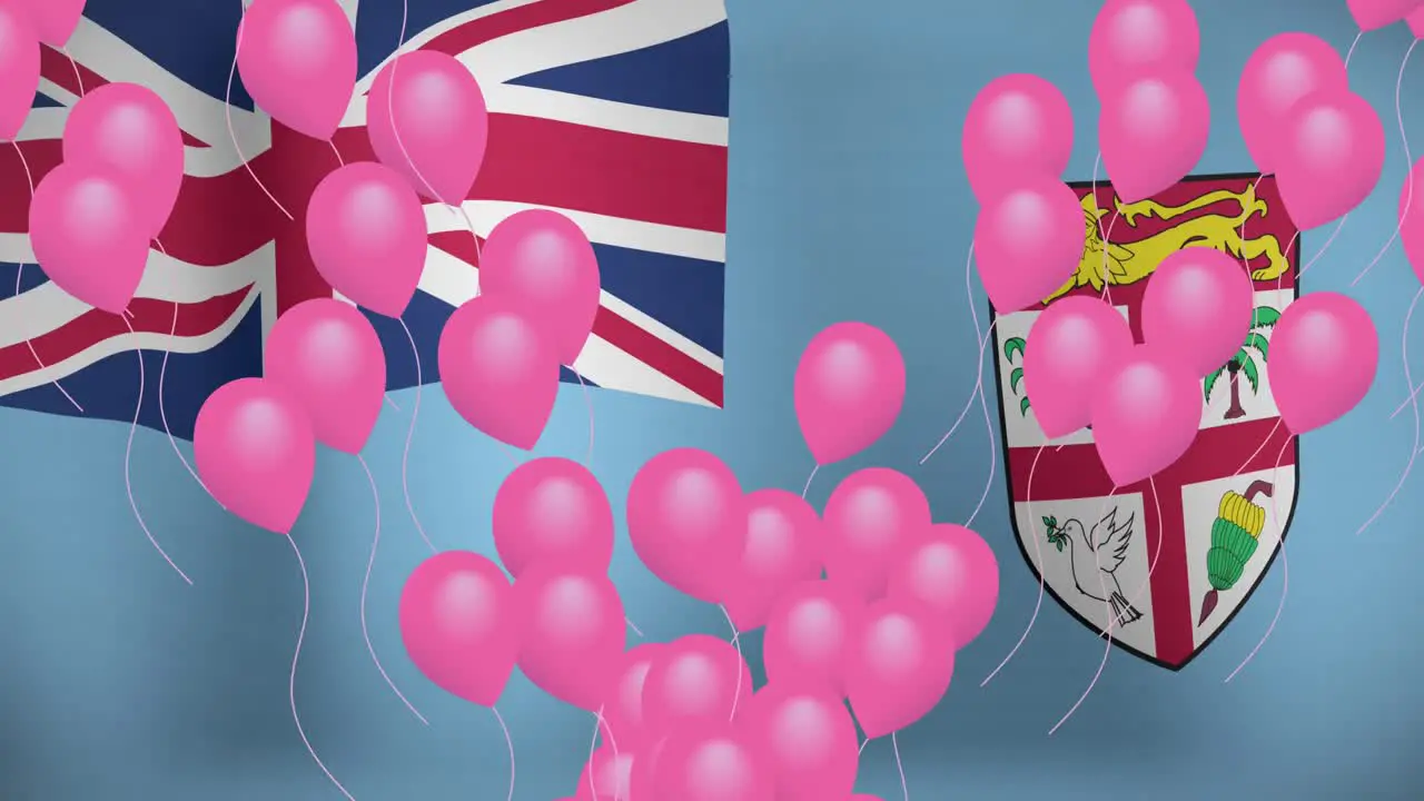 Animation of balloons over fiji flag