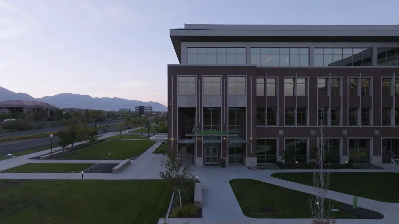 FamilySearch center in Lehi Utah morning pullback from the entrance