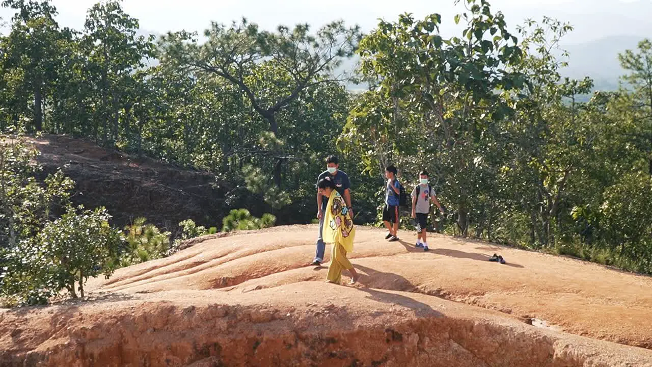 Happy family enjoying a day out in nature during pandemic