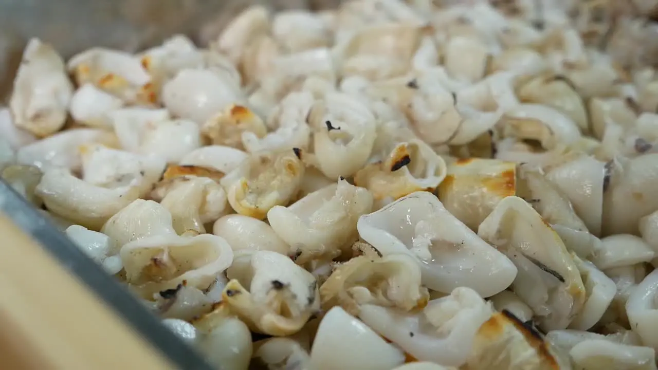 Cooked Seafood Display Close Up