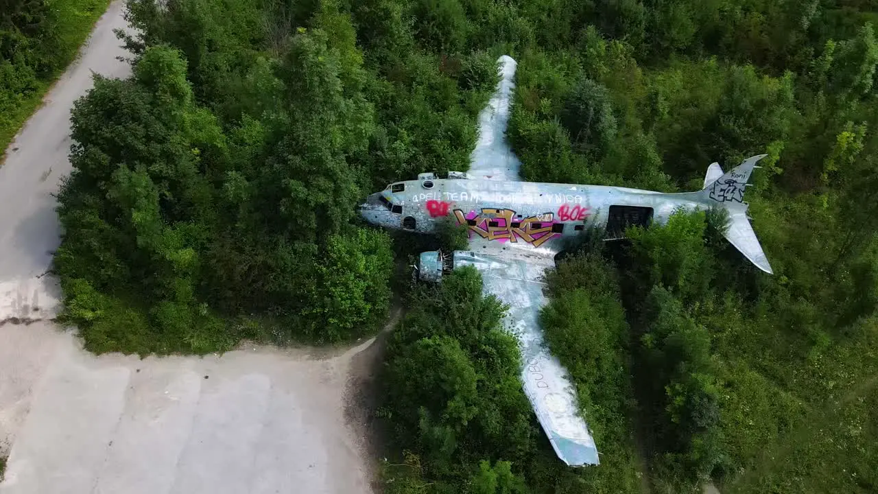 Aerial View Zeljava Air Base In Croatia And Abandoned Douglas C-47 Airplane