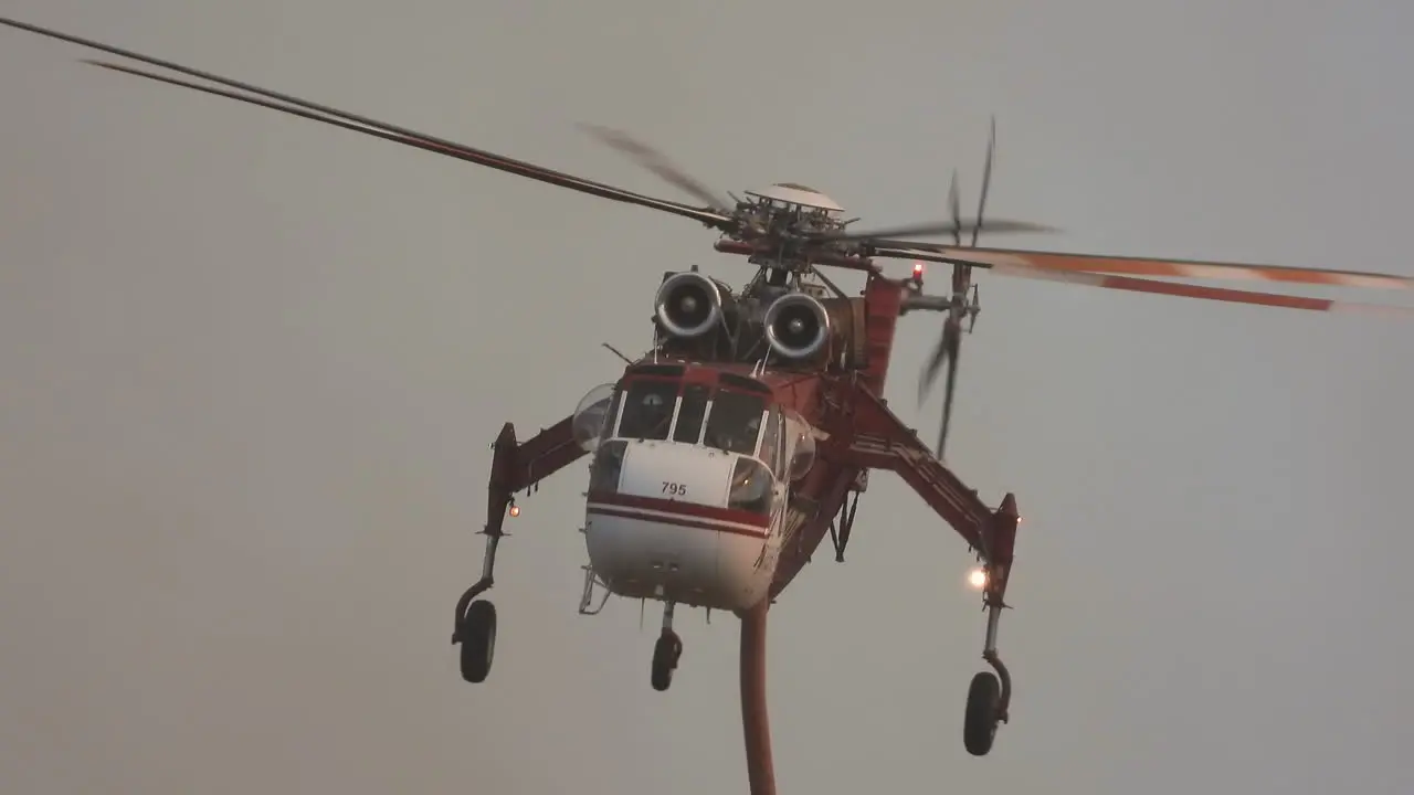 Firefighting helicopter flying during the Fairview Fire in Hemet Cal USA