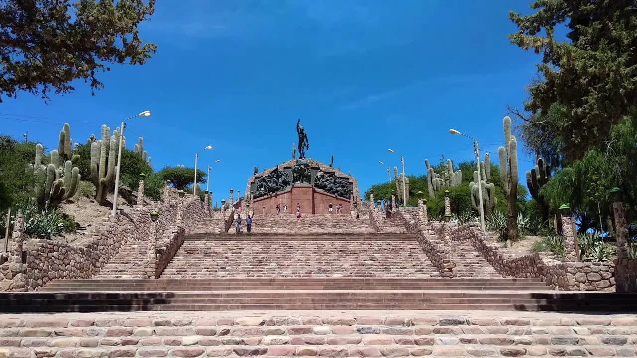 view of the steps towards the Heroes of the Independence Monument by Ernesto Soto Avendaño in Humahuaca Argentina