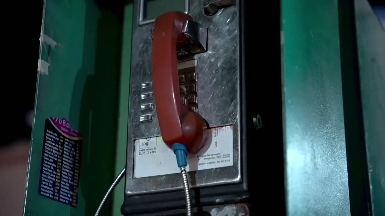 Vintage old telephone booth in downtown