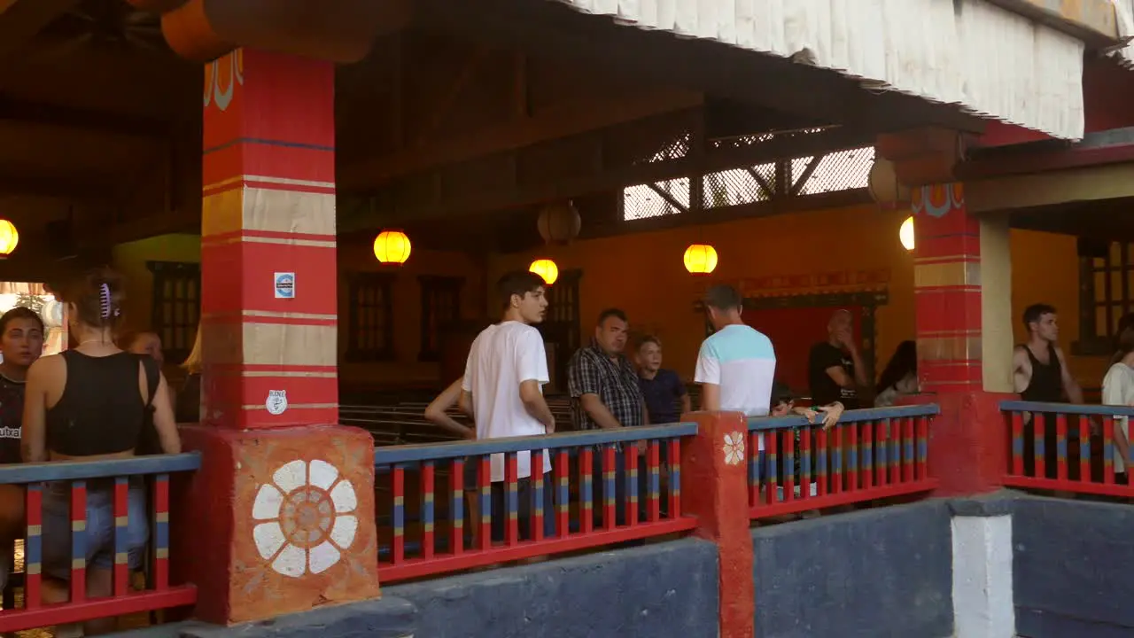 Visitors waiting in line for the Shambhala roller coaster in Port Aventura