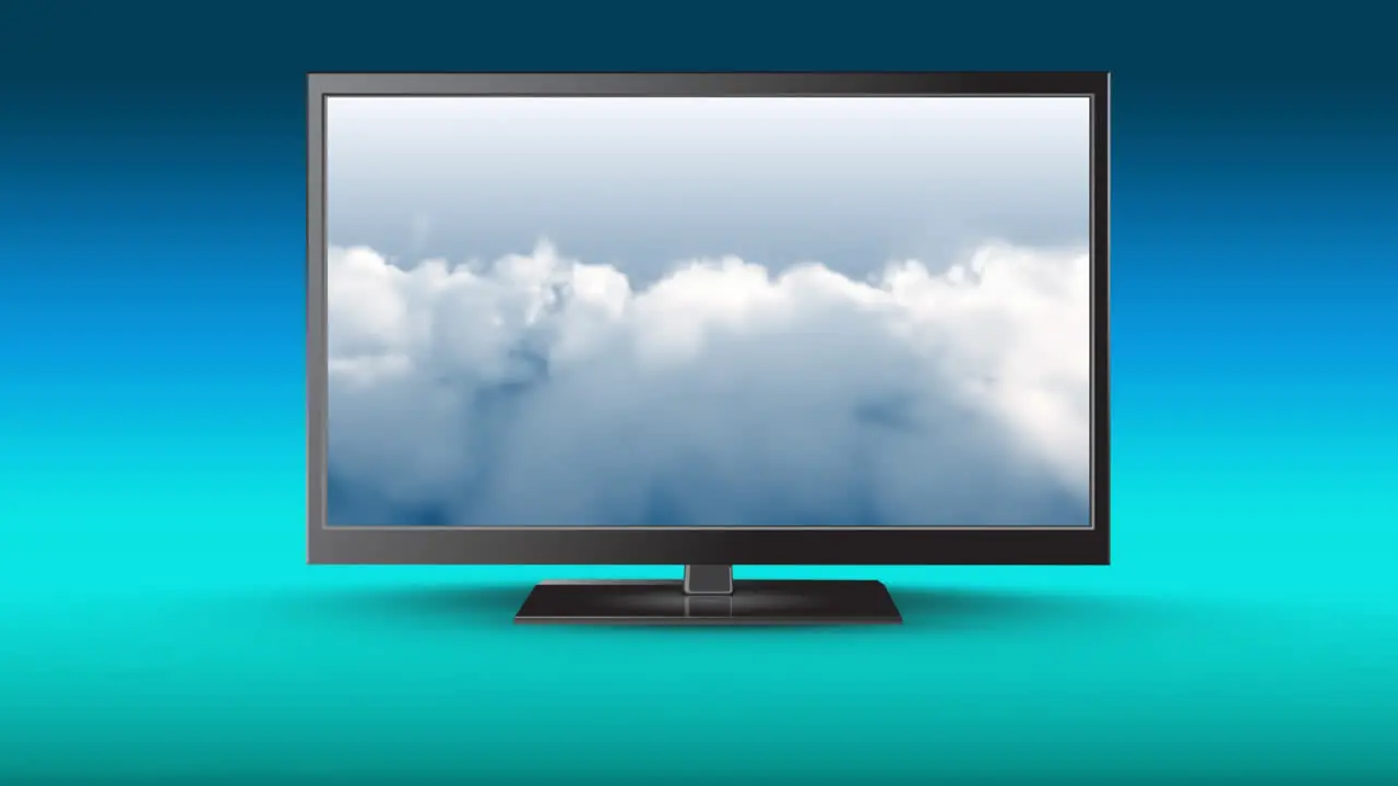 Television with a cloudy sky on its screen