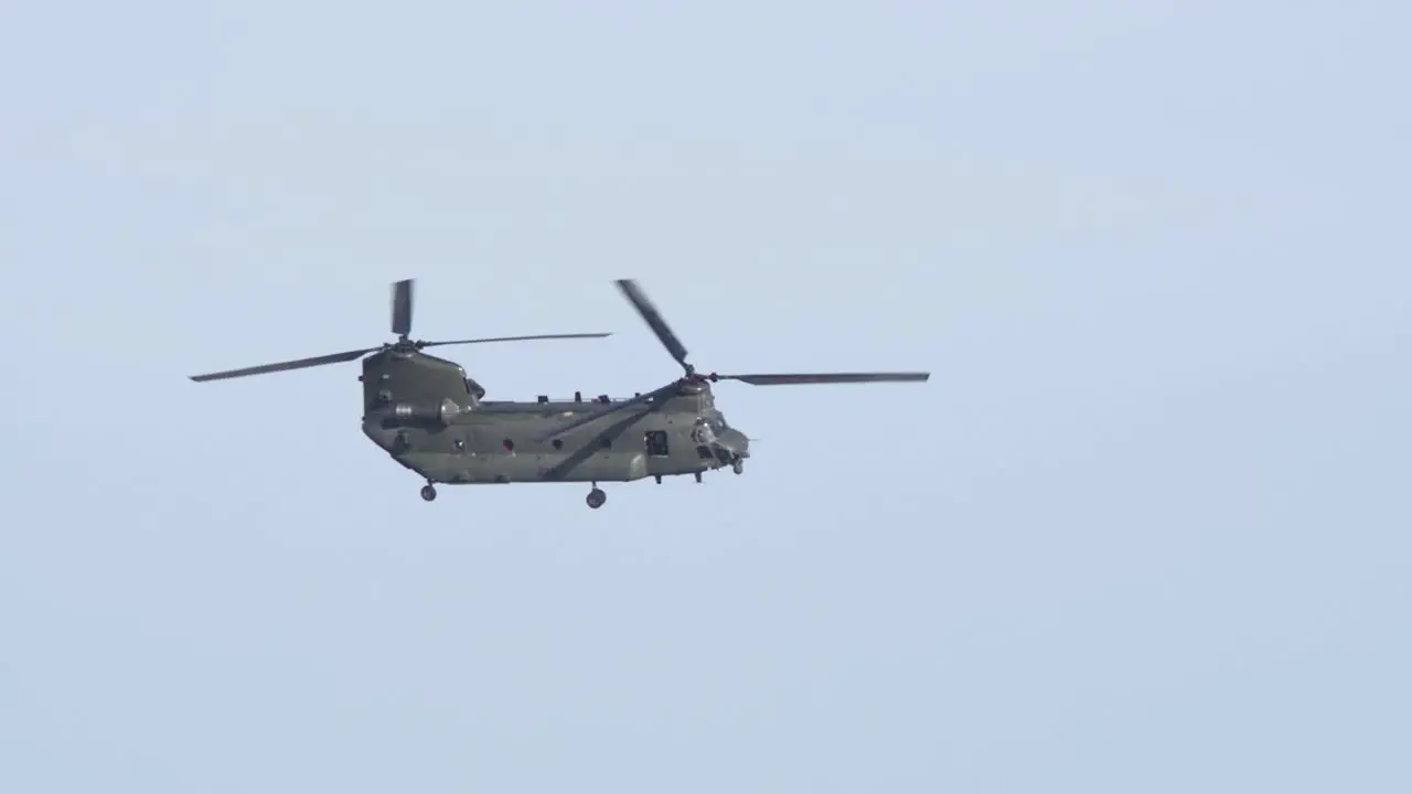 Zoom Shot of Boeing Chinook Flying in Slow Motion