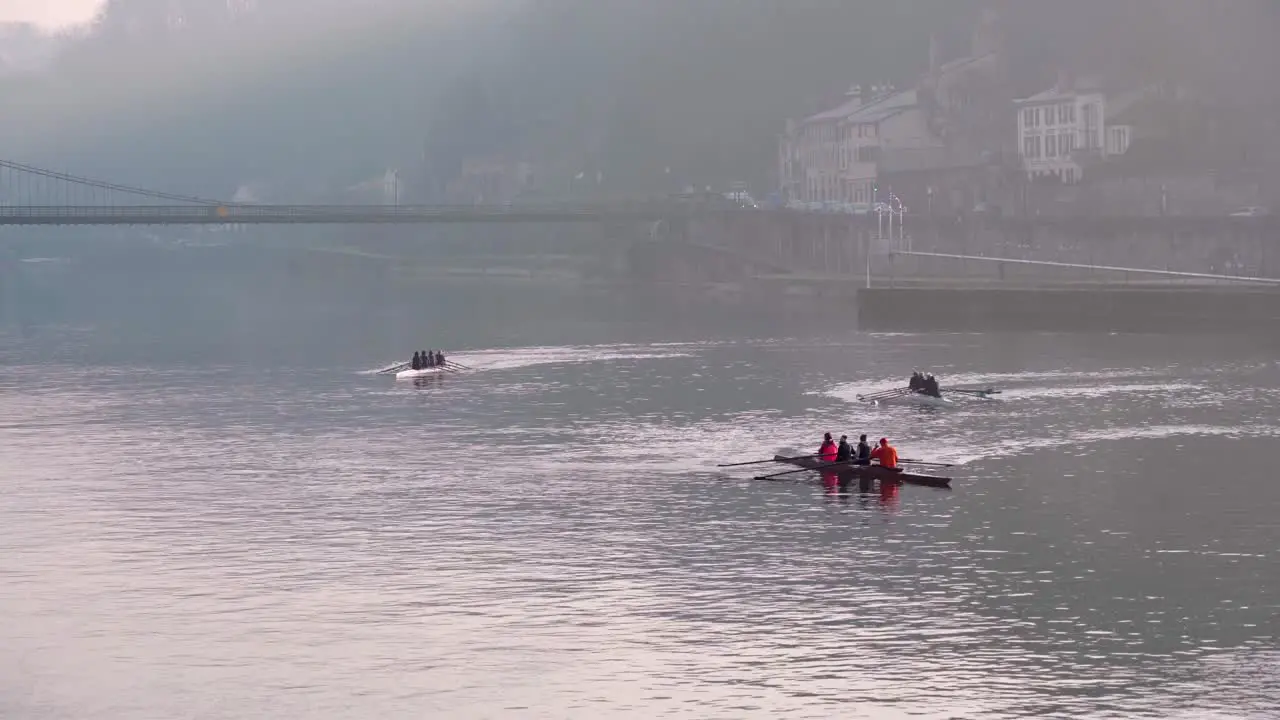 Multiple rowers training in Lyon France