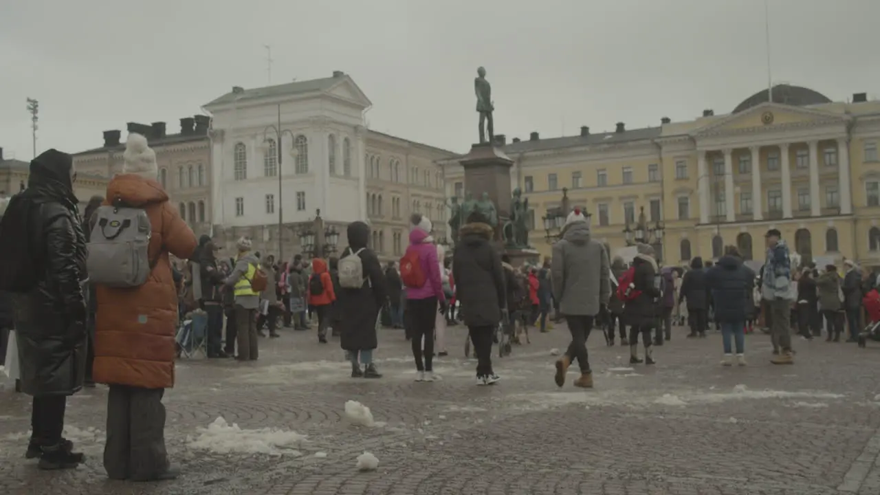 Protest in front of the statue of Emperor Alexander II