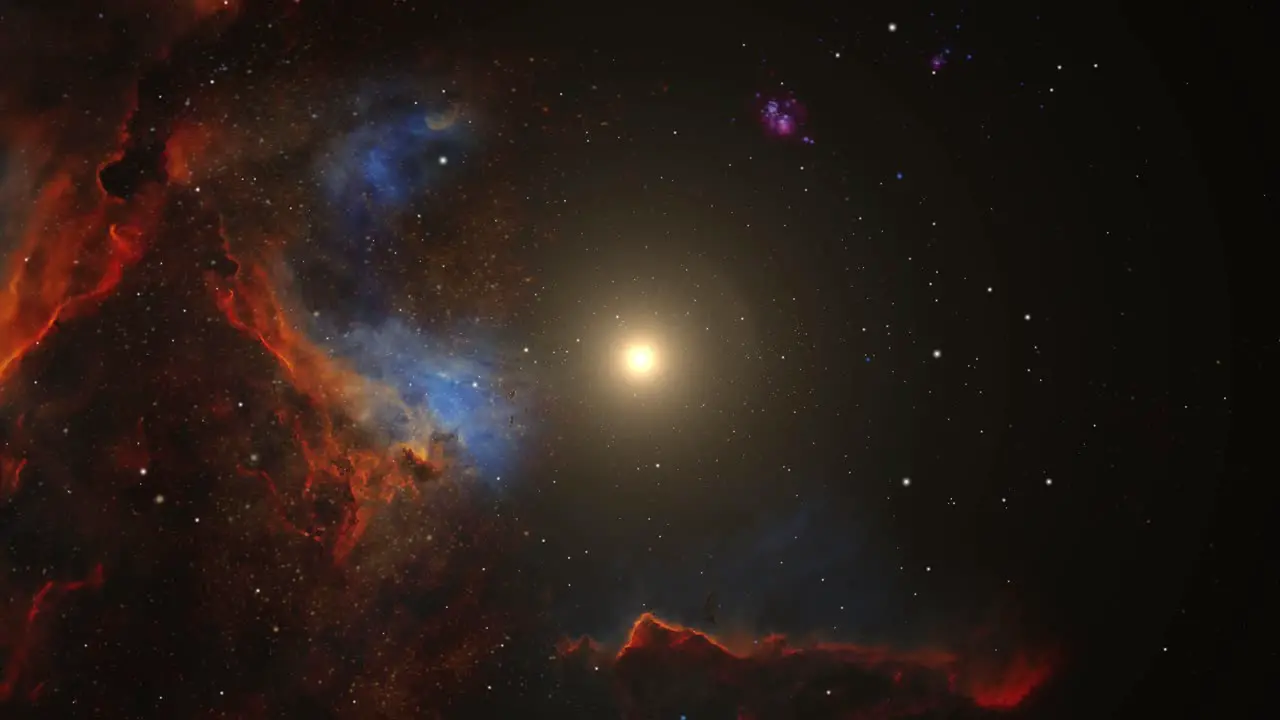 4k floating and moving nebula in the great universe