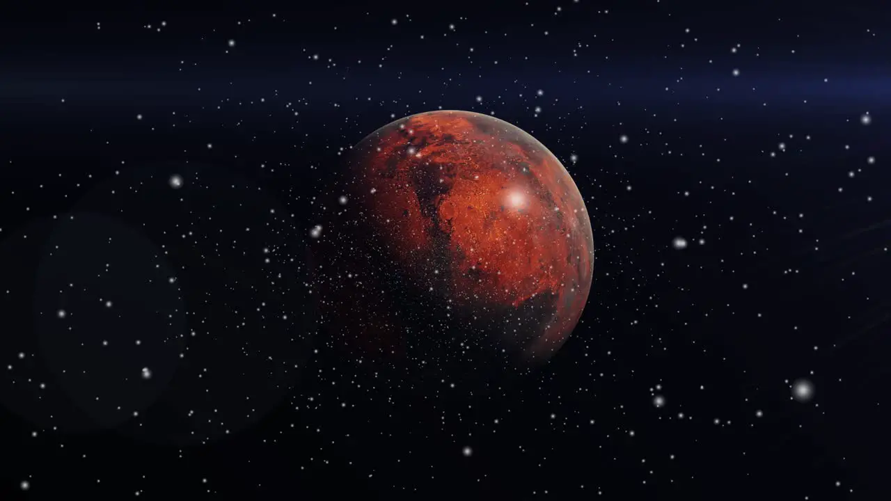 the red planet in the universe with a star background