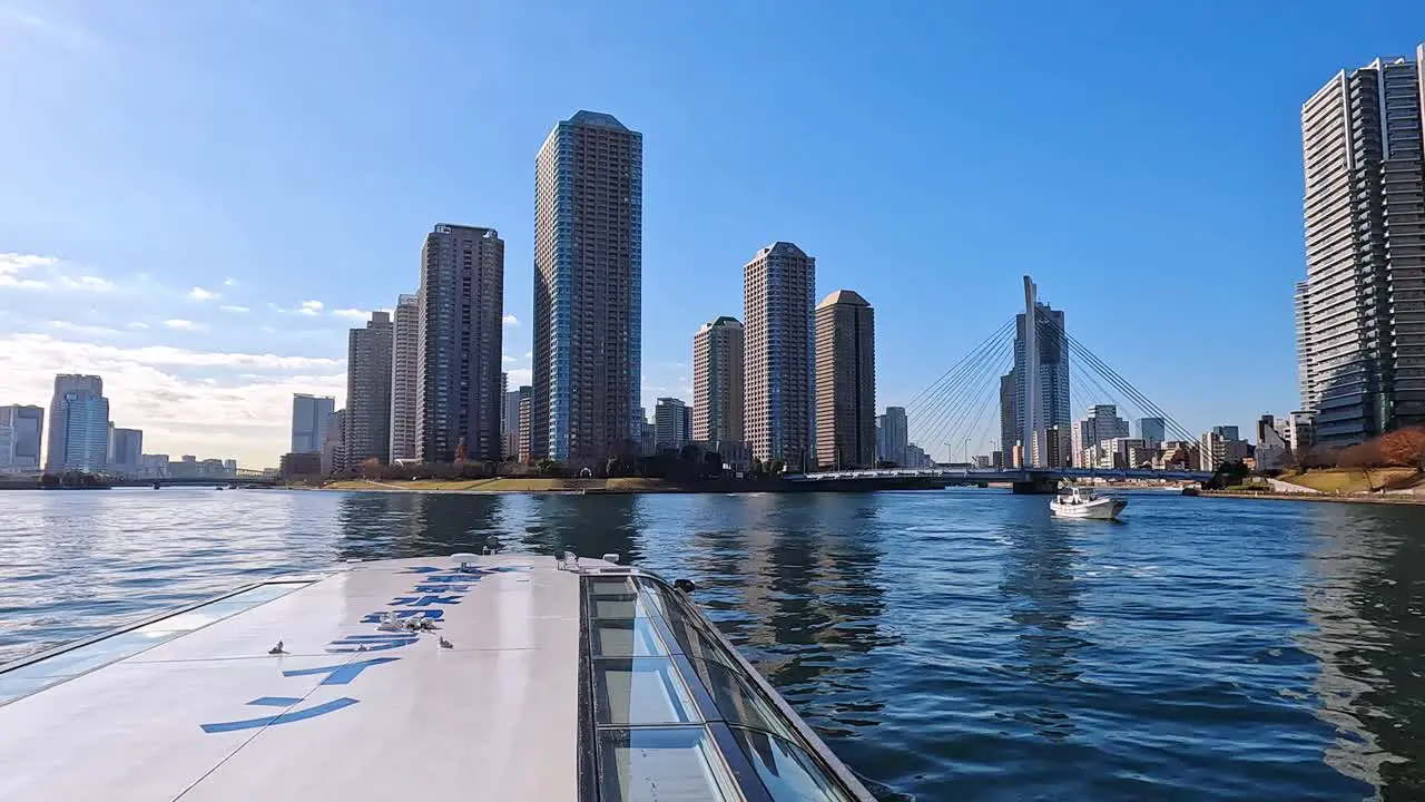 highrise buldings of Chuo City and beautiful Chuo-Ohashi Bridge  Tokyo