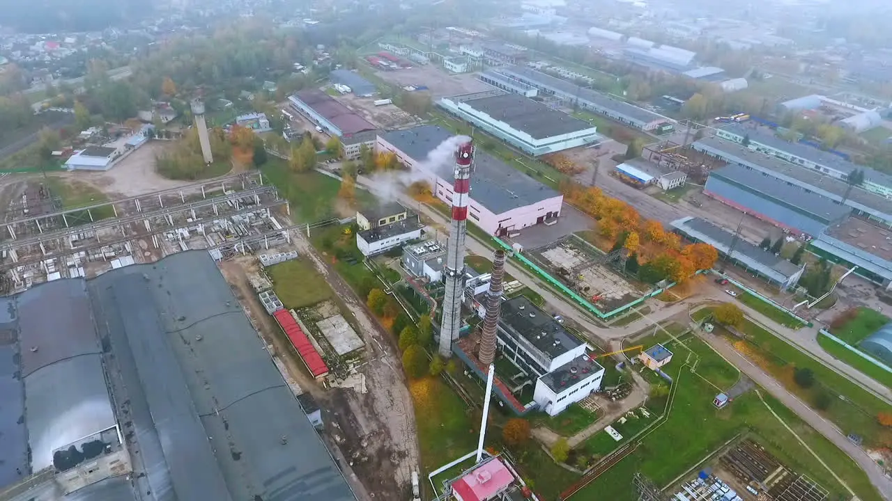 Manufacturing area in industrial city Arial view park production plant