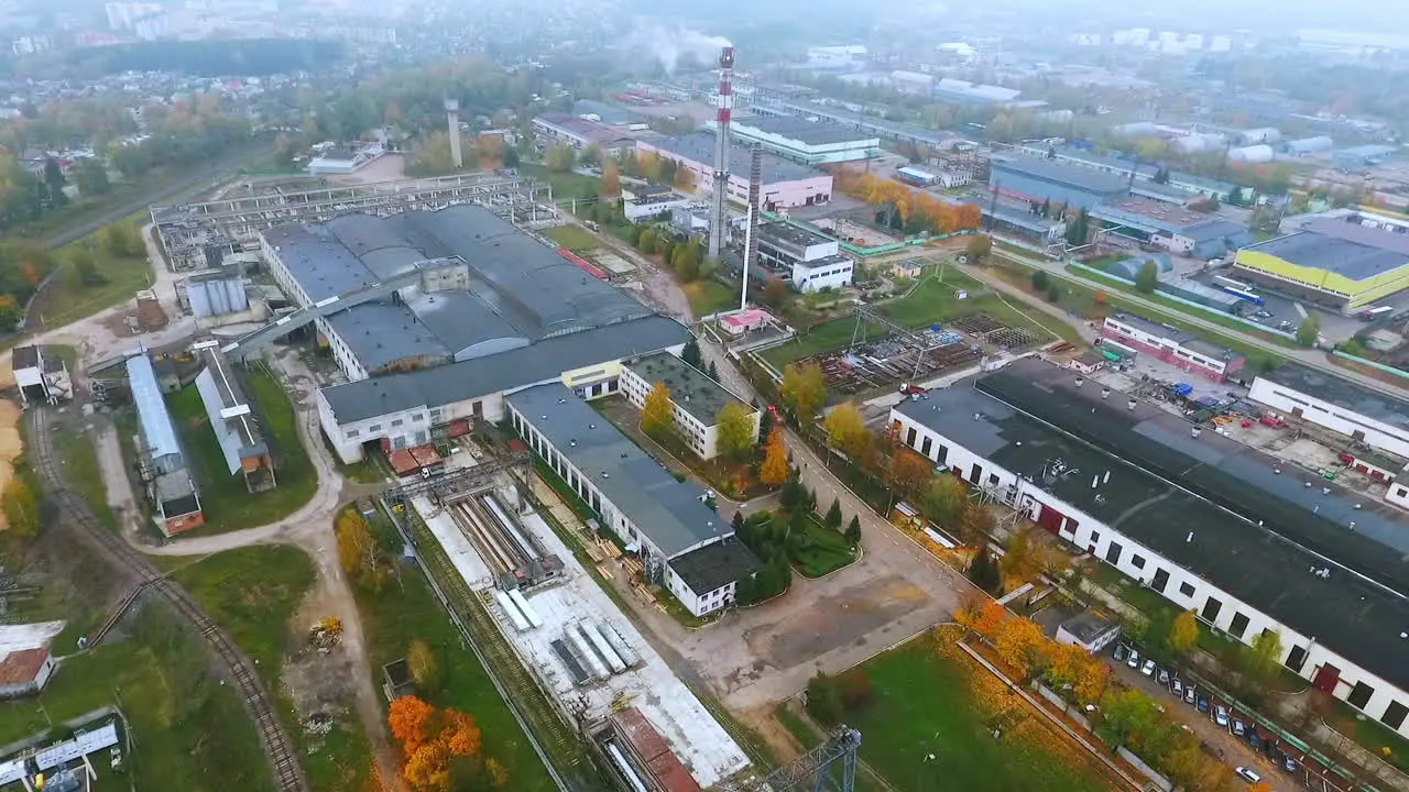 Sky view industrial factory Manufacturing area in industrial city drone view