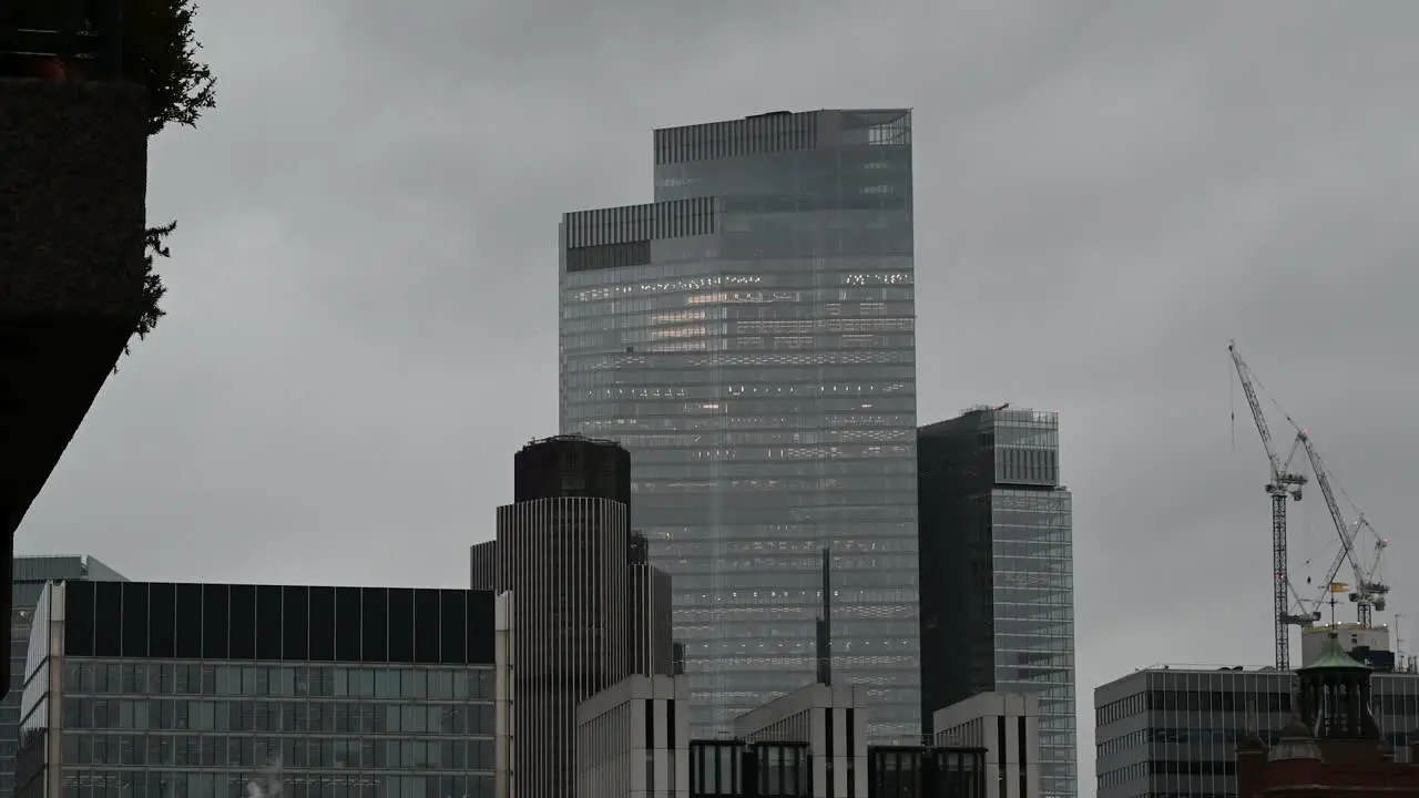 A grey view from the Barbican Centre to the City of London United Kingdom