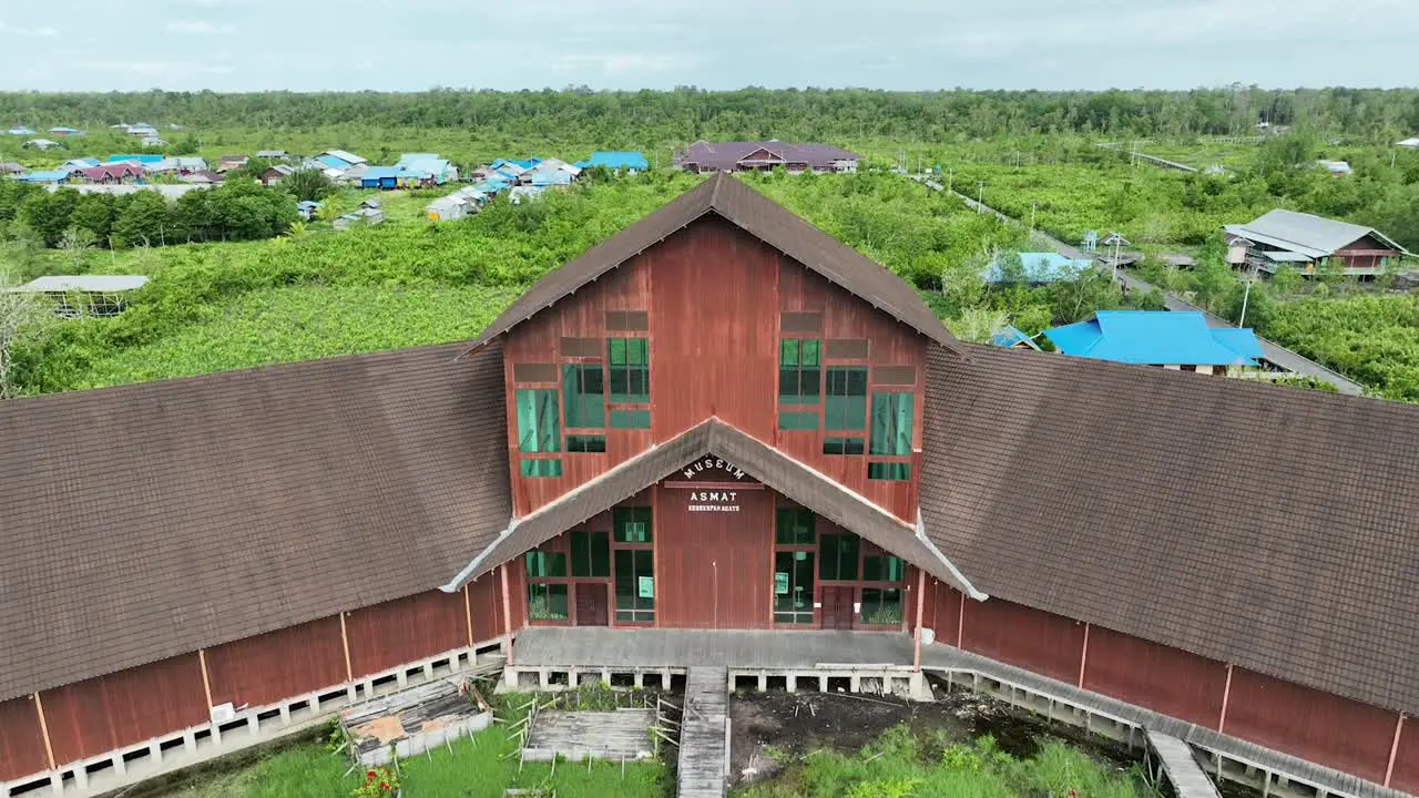 Asmat Museum located in the Capital City of Agats Papua Indonesia Drone View beautiful shoot