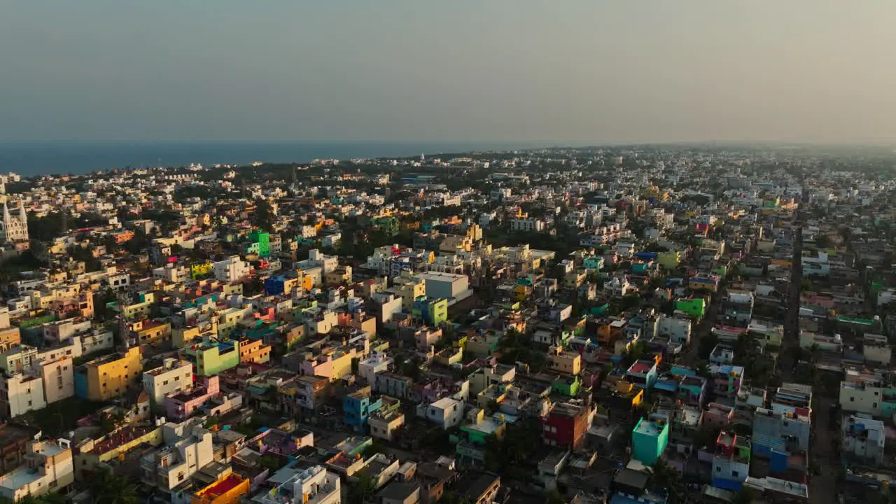 Profile view of crowded Chennai city with skyscape at background during daytime in India