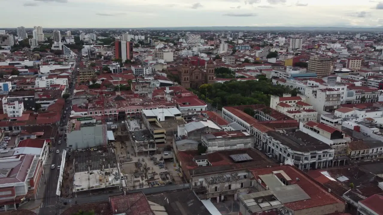 Flyover urban construction site near basilica in Santa Cruz city BOL