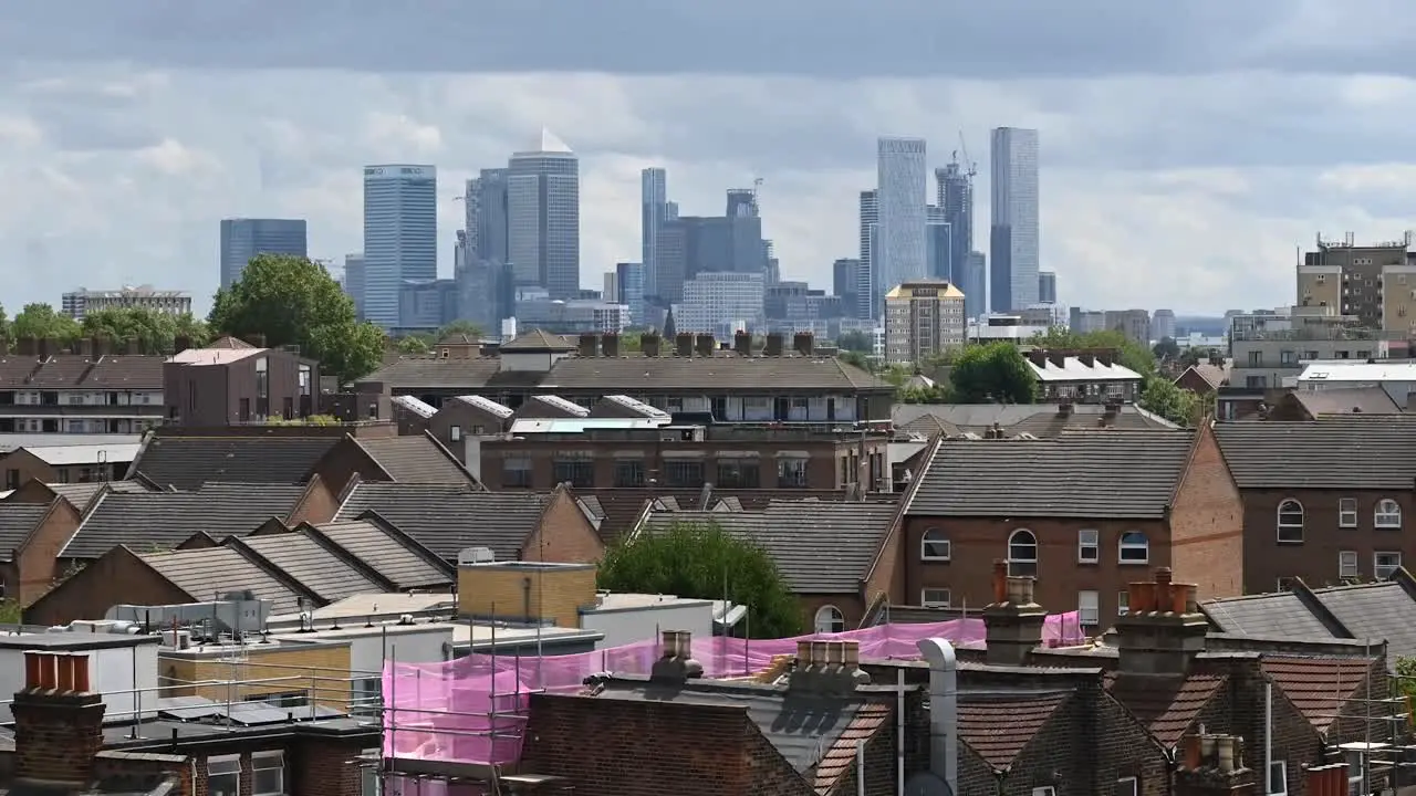 Close up view of Canary Wharf from Net360 London United Kingdom