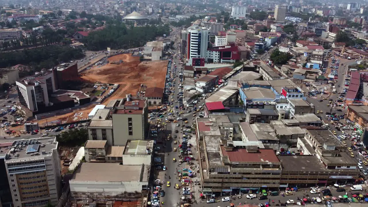 Capital City of Yaounde in Developing Country of Cameroon Africa Aerial Tilt-up Establisher