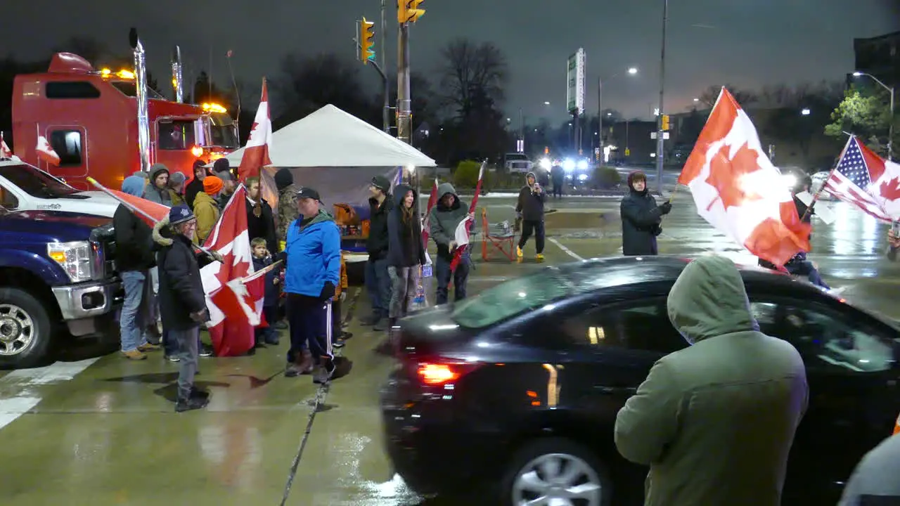 Canadian People in Protest Against Mandatory Covid Vaccines Freedom Convoy