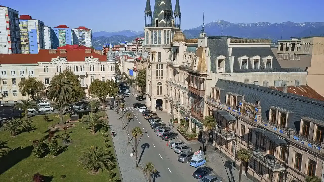 Batumi city center overview on mountains and road