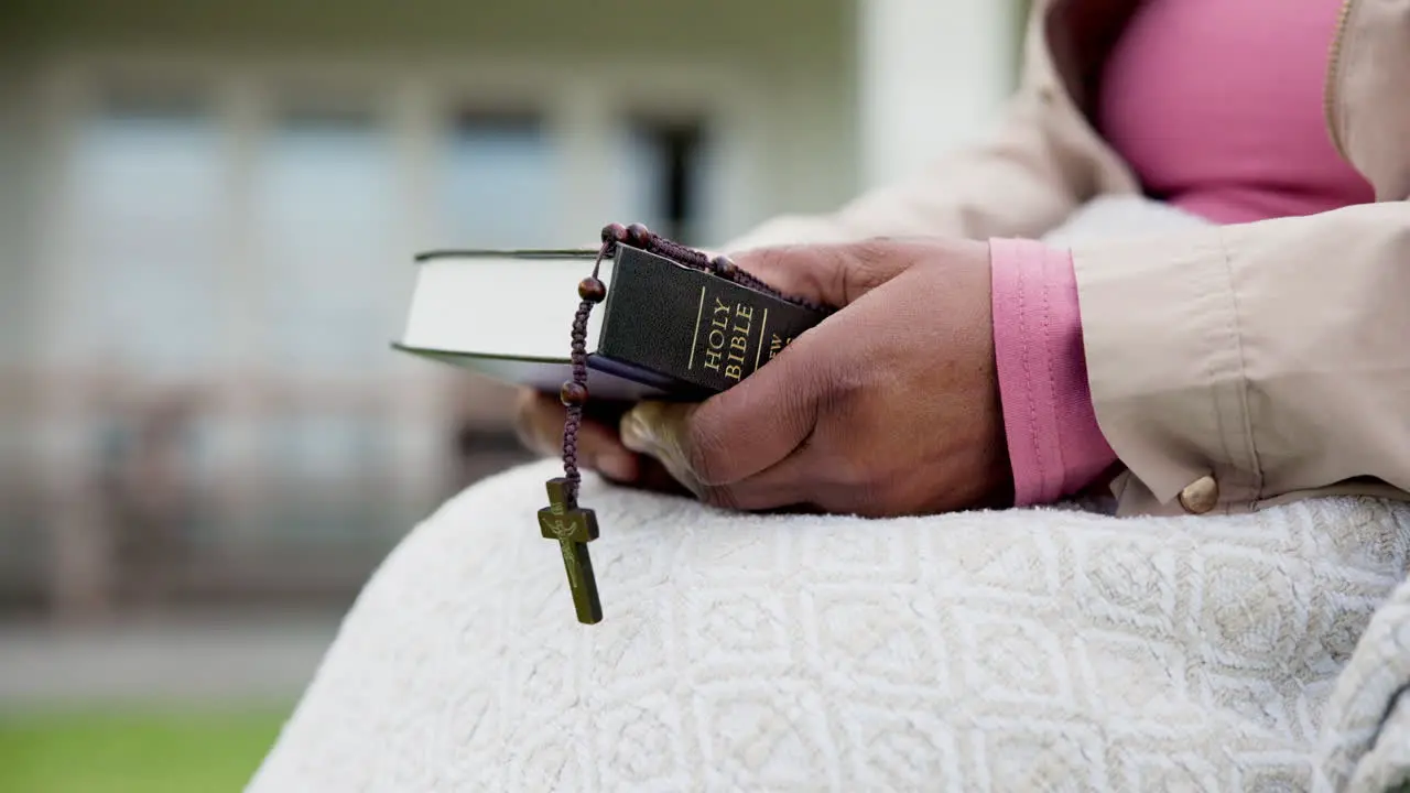 Senior woman bible study and rosary for christ