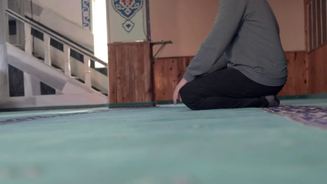 Muslim Man Prostrating In Mosque