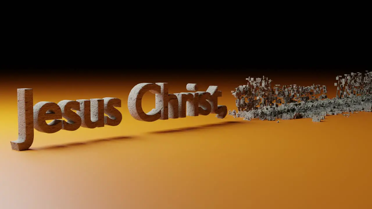 Text animation saying Jesus Christ the Rock in three dimensions