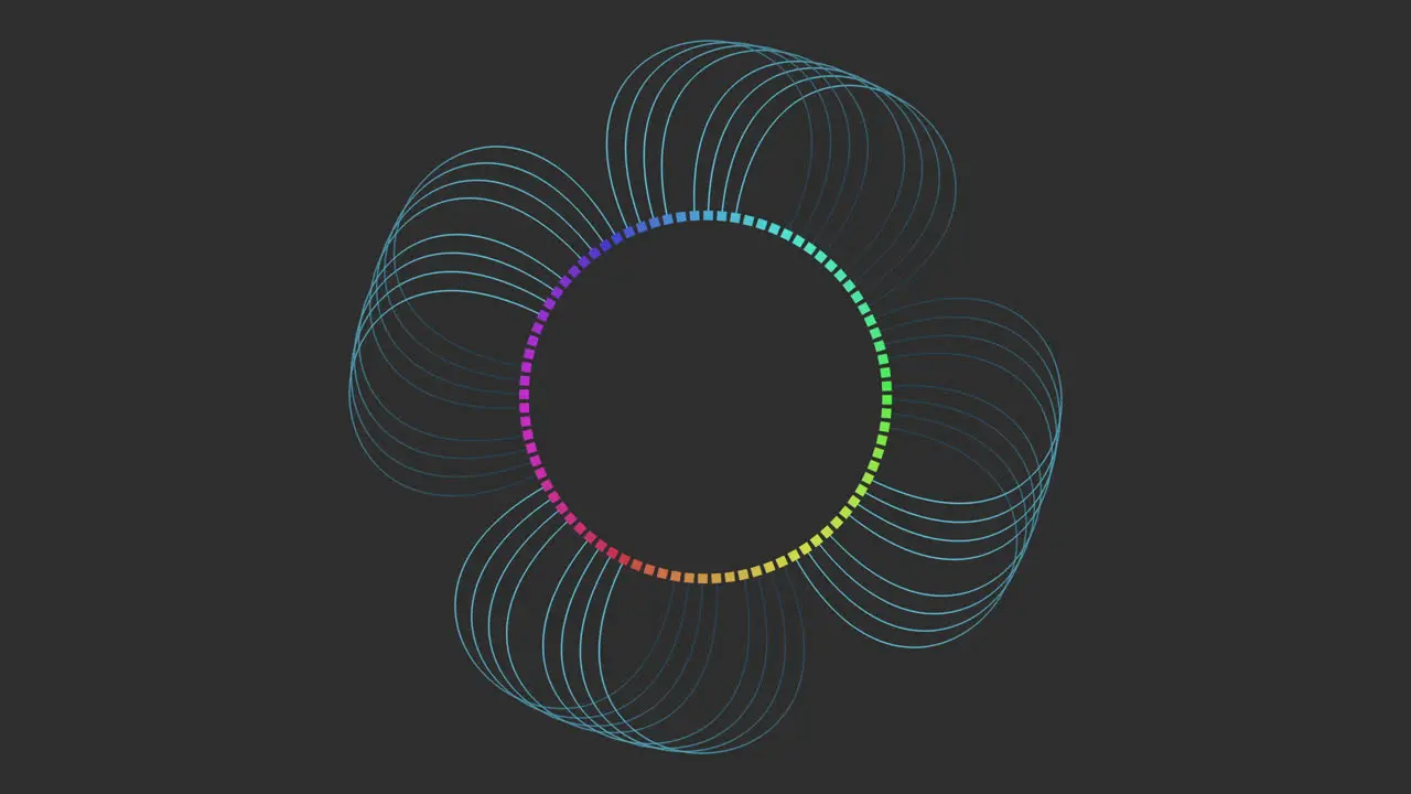 Colorful circular lines on dark background